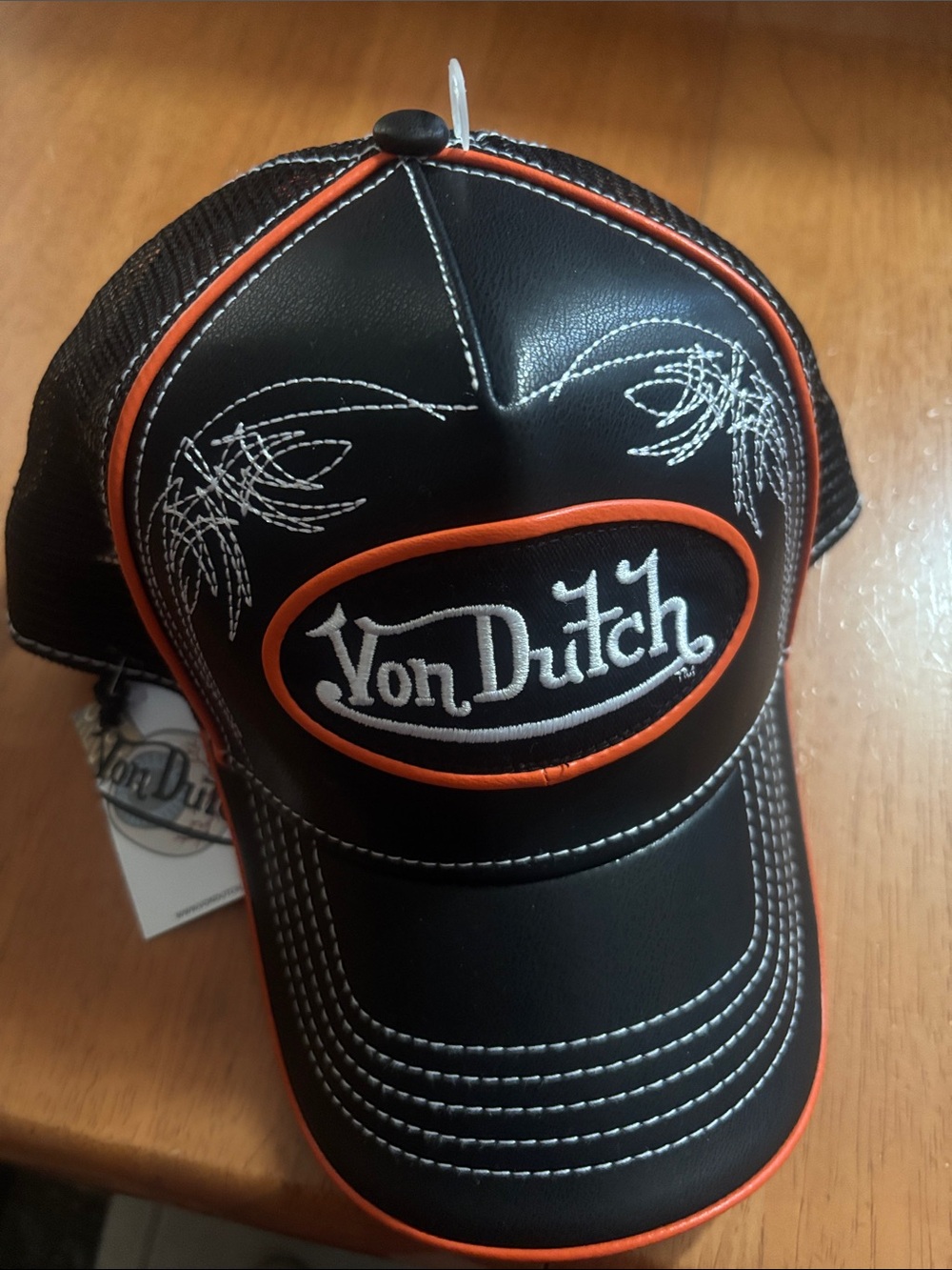 Von Dutch Black & Orange Embroidered Trucker Cap